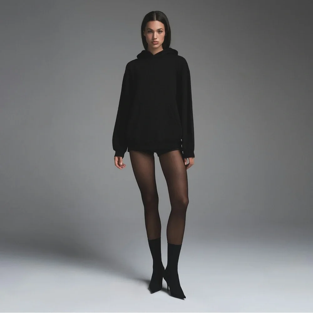 SKIMS Vintage Fleece Oversized Hoodie in Washed Black